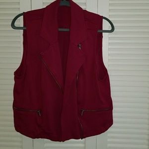 Cherry burgundy moto vest